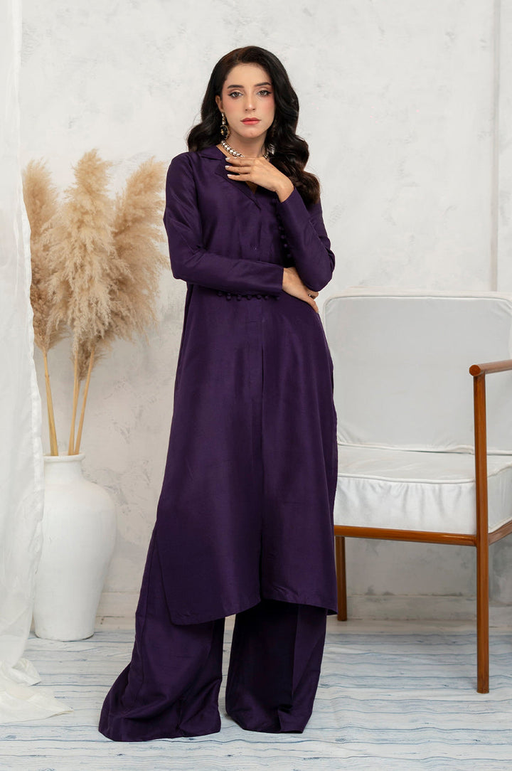 Liyaana From Nizka By Nida Rehan RTW Solids Raw Silk 2 Piece Suit Elaria - Festive Collection