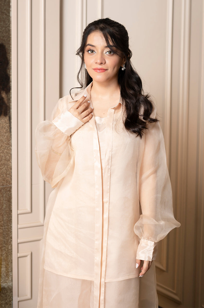 Liyaana From Nizka By Nida Rehan RTW Solids Premium Georgette 3 Piece Suit Luminous Layers - Casual Collection