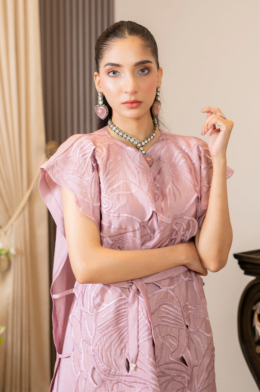Liyaana From Nizka By Nida Rehan RTW Embroidered Pure Silk 2 Piece Suit Tea Rose - Festive Collection