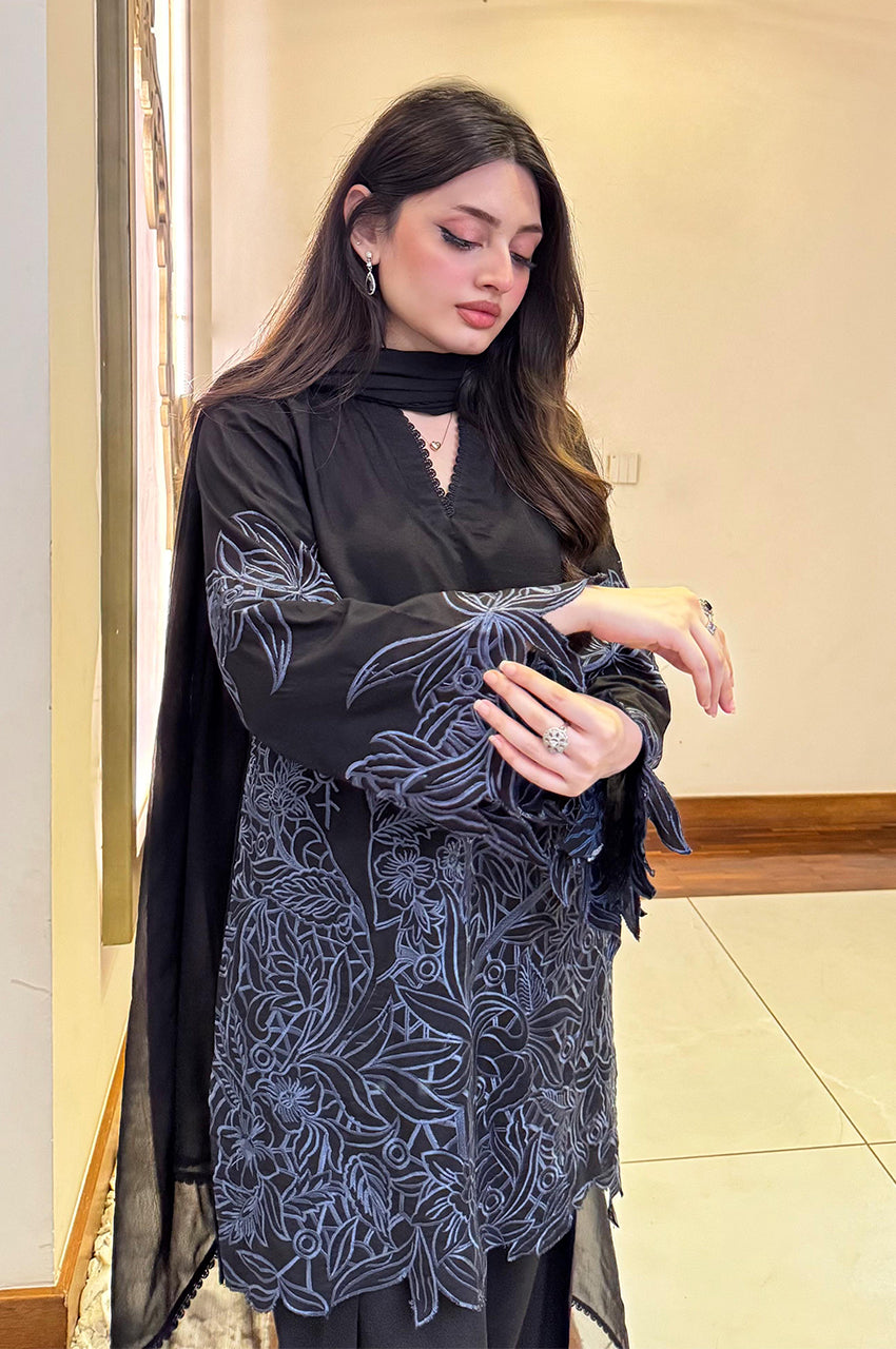 Liyaana From Nizka By Nida Rehan RTW Embroidered Lawn 2 Piece Suit Noir - Casual Collection