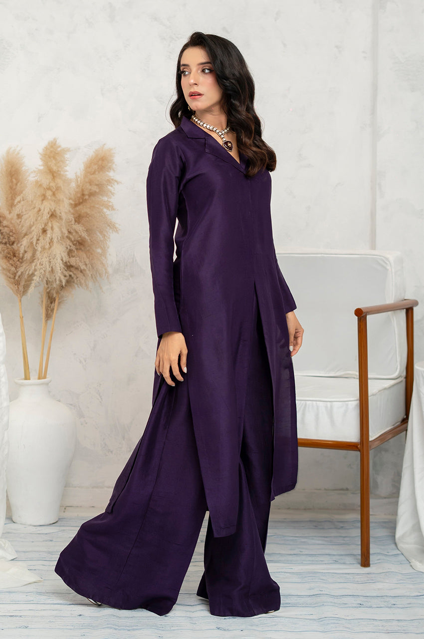 Liyaana From Nizka By Nida Rehan RTW Solids Raw Silk 2 Piece Suit Elaria - Festive Collection