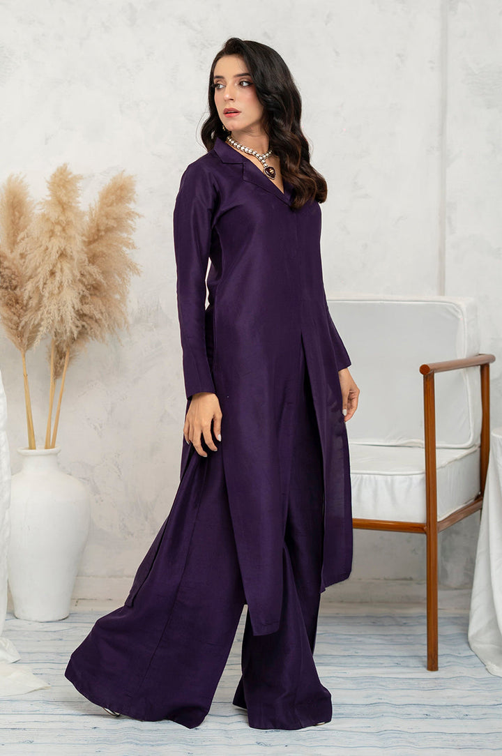 Liyaana From Nizka By Nida Rehan RTW Solids Raw Silk 2 Piece Suit Elaria - Festive Collection