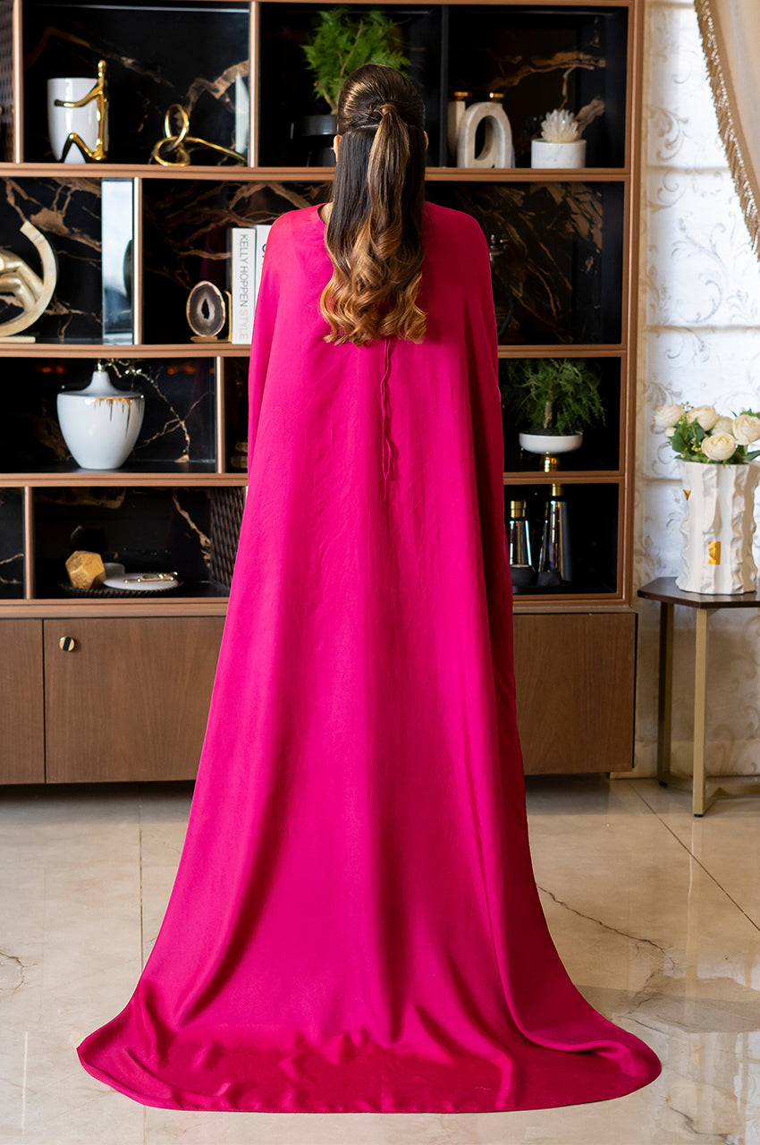Liyaana From Nizka By Nida Rehan RTW Solids Silk 2 Piece Suit Magenta Majesty - Festive Collection