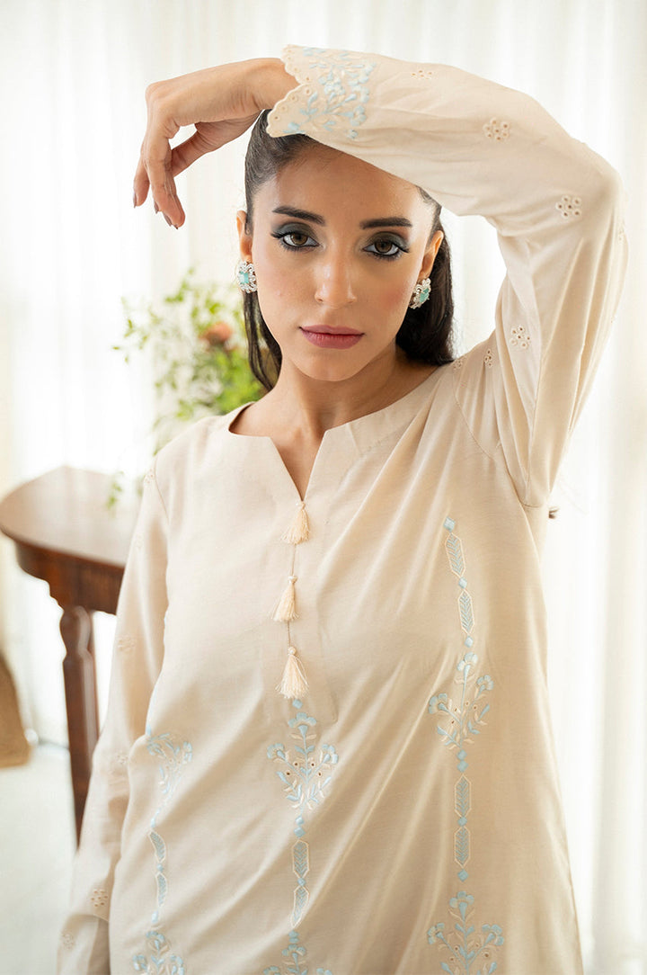 Liyaana From Nizka By Nida Rehan RTW Embroidered Raw Silk 3 Piece Suit Ivory Grace - Festive Collection