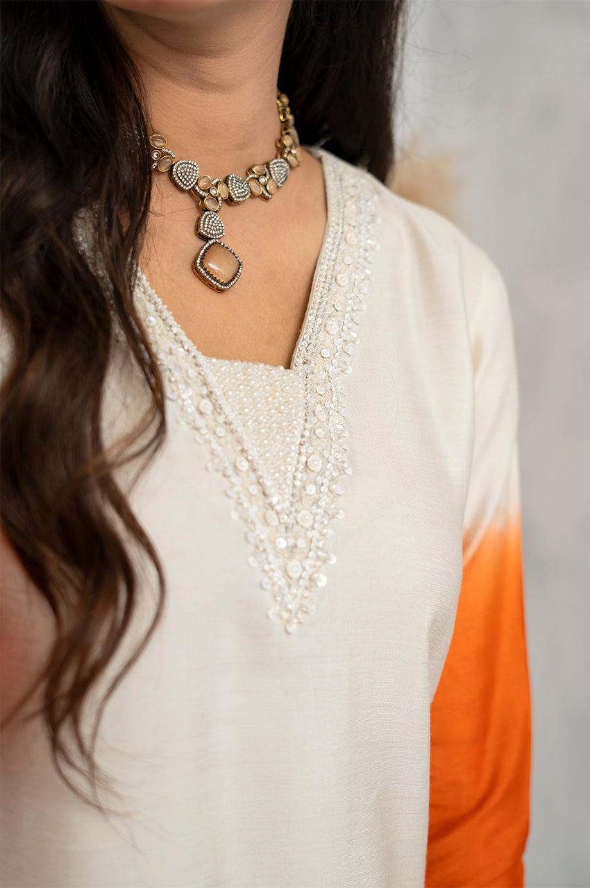 Liyaana From Nizka By Nida Rehan RTW Solids Silk Blend 2 Piece Suit Ember Dusk - Festive Collection