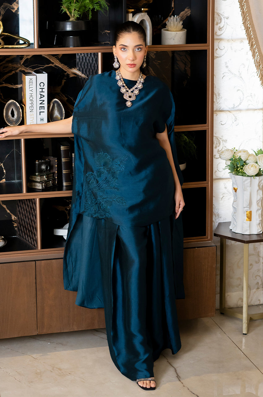 Liyaana From Nizka By Nida Rehan RTW Solids Silk 2 Piece Suit Tael Mjesty - Festive Collection