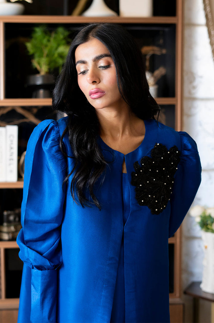 Liyaana From Nizka By Nida Rehan RTW Solids Luxury Fabric 2 Piece Suit Azure Prestige - Festive Collection