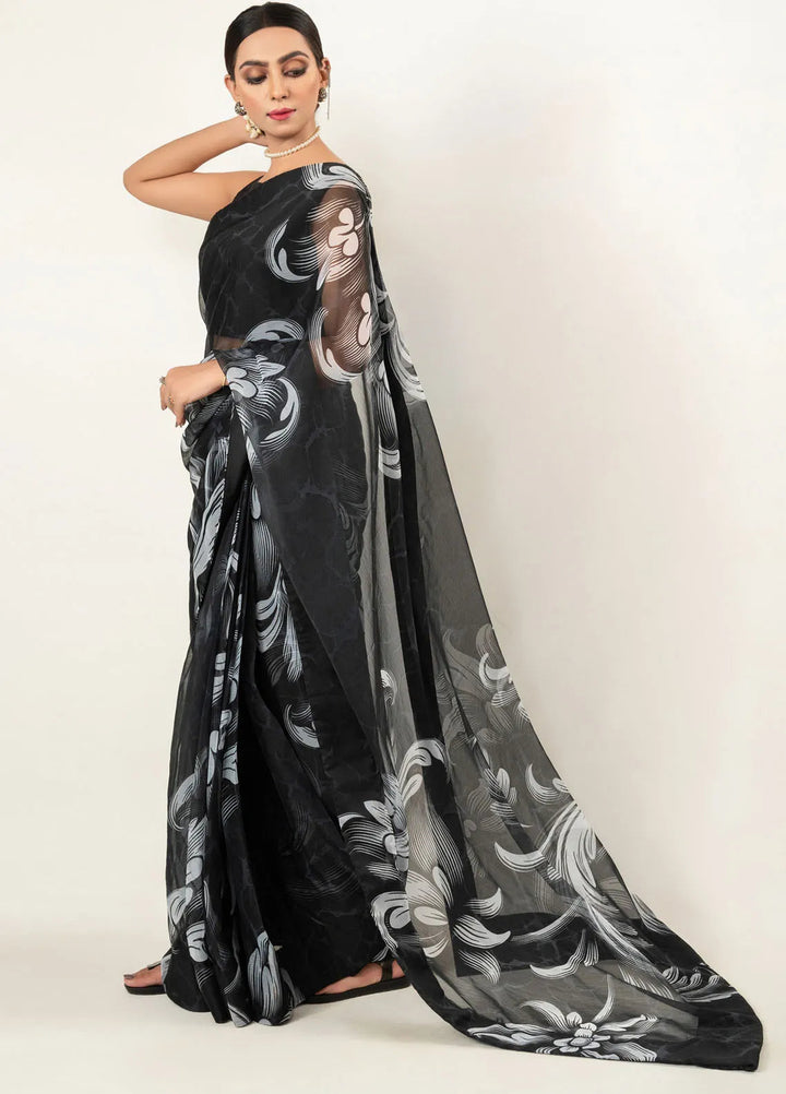 Imran Aftab Printed Chiffon Saree Unstitched Saree IASC-UF-01 - Festive Collection