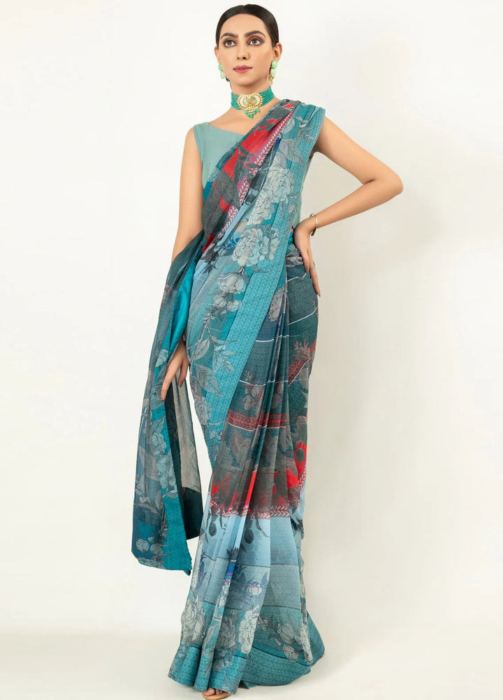 Imran Aftab Printed Chiffon Saree Unstitched Saree IASC-UF-03 - Festive Collection