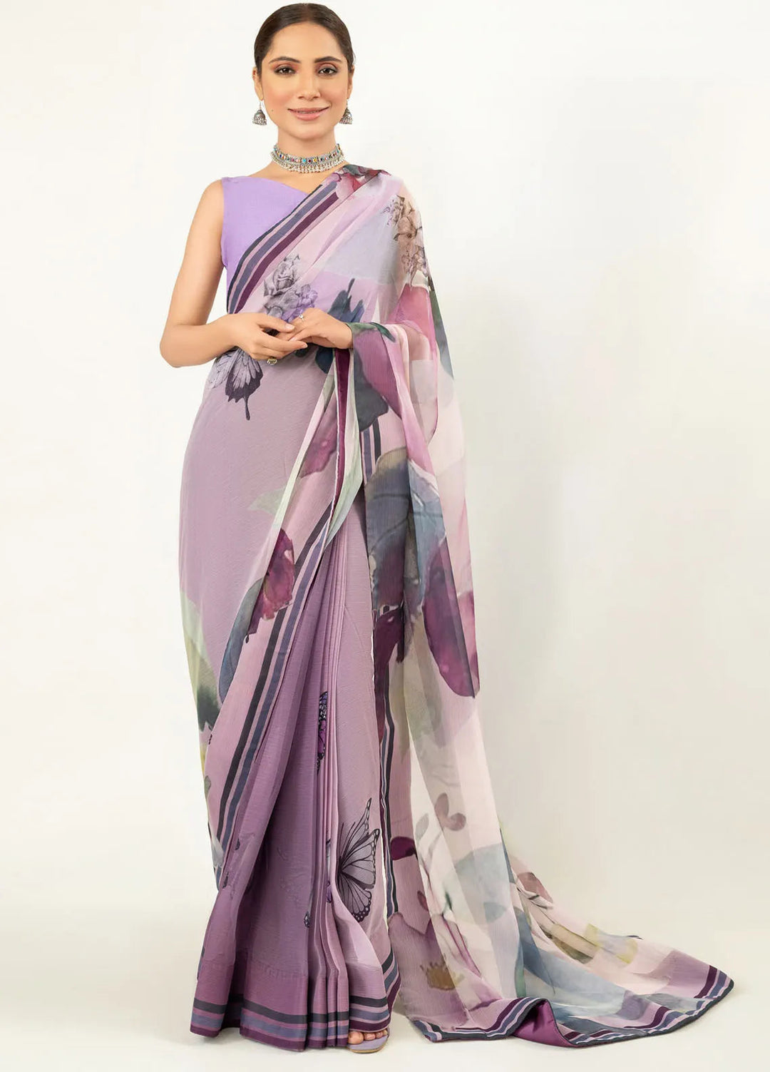 Imran Aftab Printed Chiffon Saree Unstitched Saree IASC-UF-04 - Festive Collection