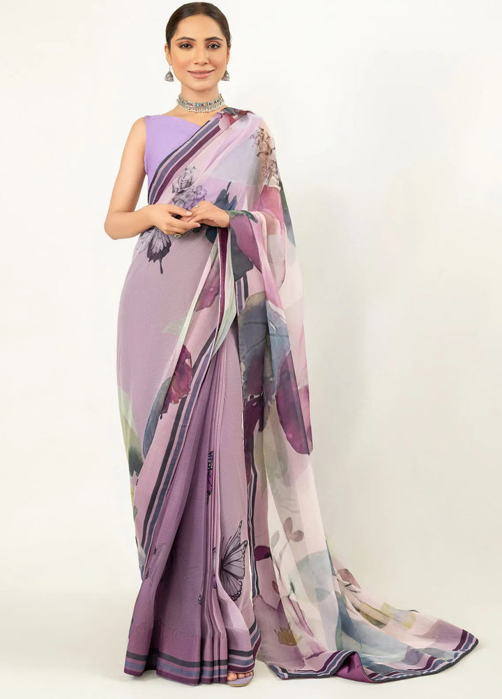 Imran Aftab Printed Chiffon Saree Unstitched Saree IASC-UF-04 - Festive Collection