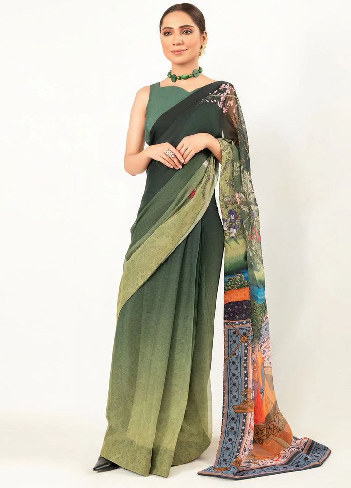 Imran Aftab Printed Chiffon Saree Unstitched Saree IASC-UF-06 - Festive Collection