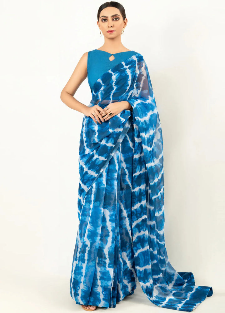 Imran Aftab Printed Chiffon Saree Unstitched Saree IASC-UF-07 - Festive Collection