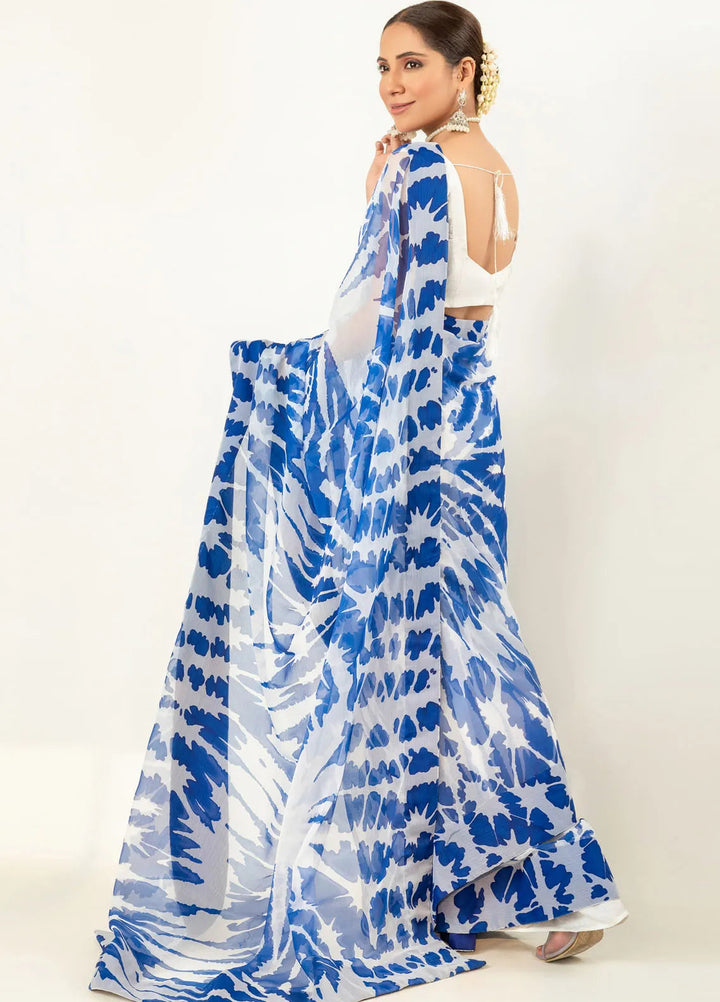Imran Aftab Printed Chiffon Saree Unstitched Saree IASC-UF-08 - Festive Collection