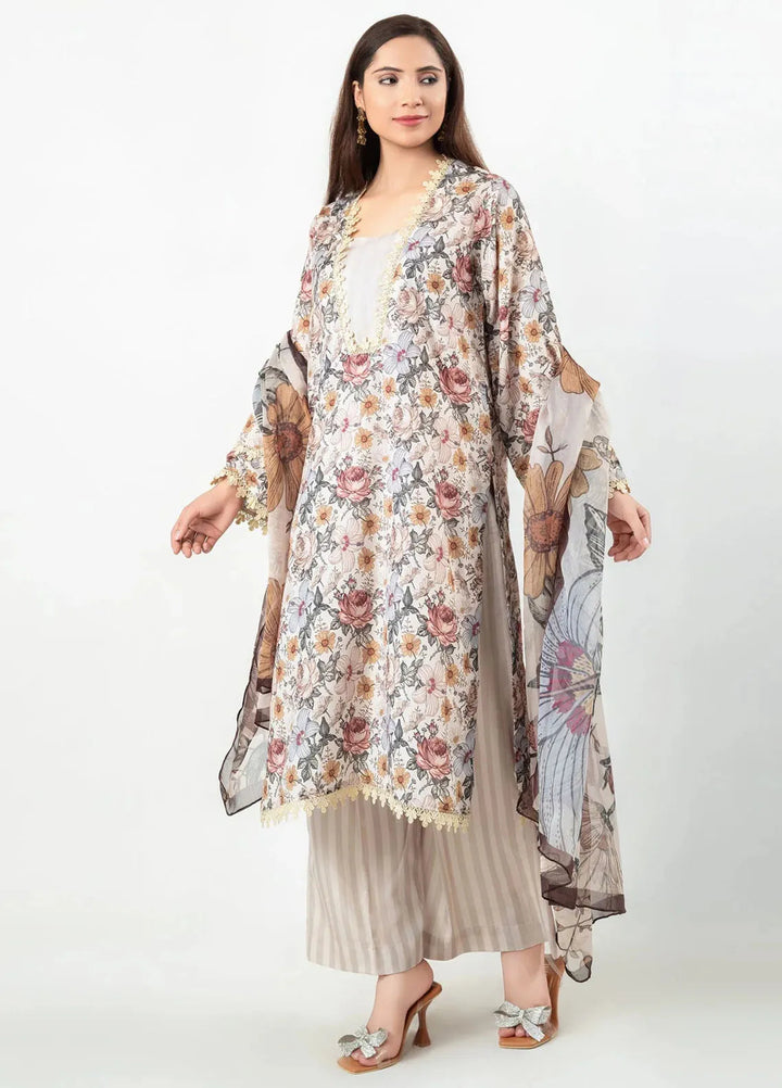 Imran Aftab Printed Silk Suit Unstitched 3 Piece IAW-UF-08 - Winter Collection