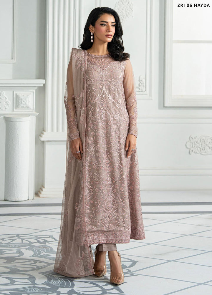 Inara by Zarif Embroidered Net Suits Unstitched 3 Piece ZF25IF ZRI-06 Hayda - Formals Collection