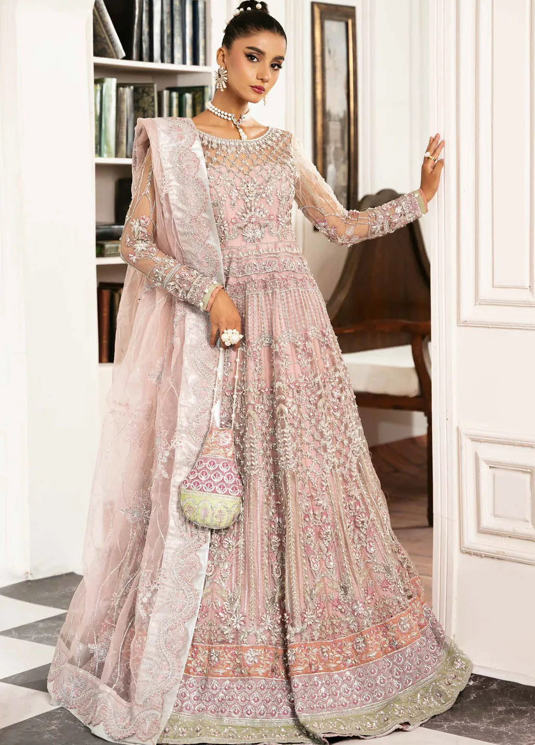Inayat By Ajr Embroidered Net Suit Unstitched 3 Piece AJR24IWD-05 Rosabella - Formal Collection