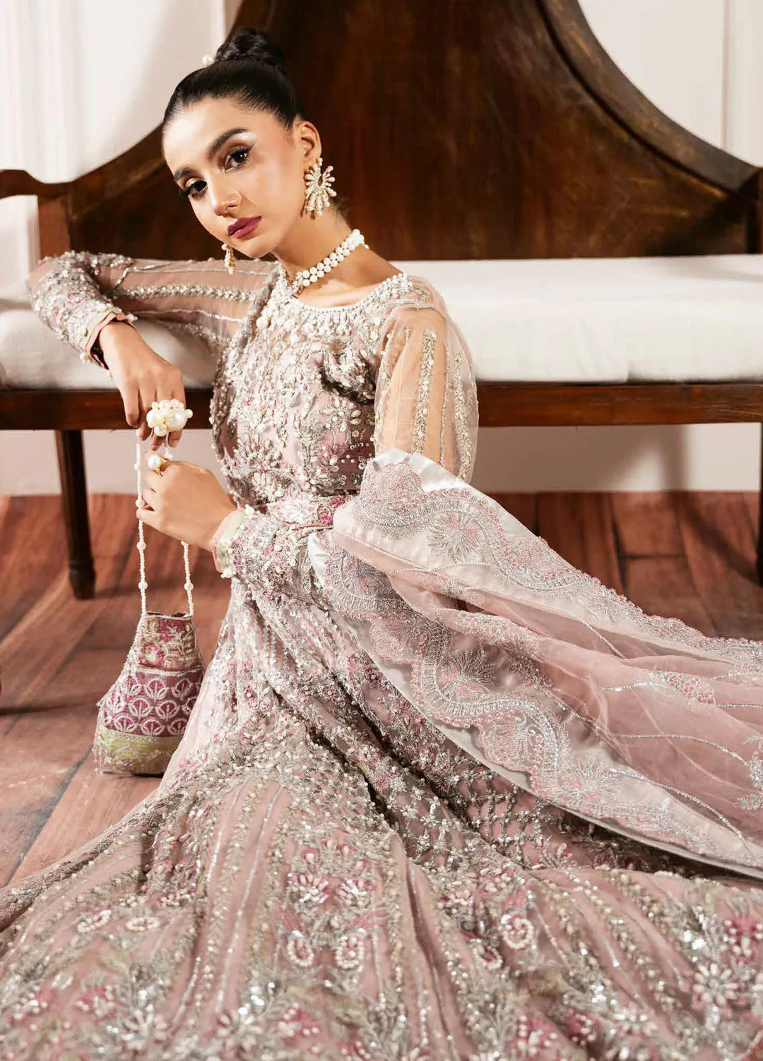 Inayat By Ajr Embroidered Net Suit Unstitched 3 Piece AJR24IWD-05 Rosabella - Formal Collection