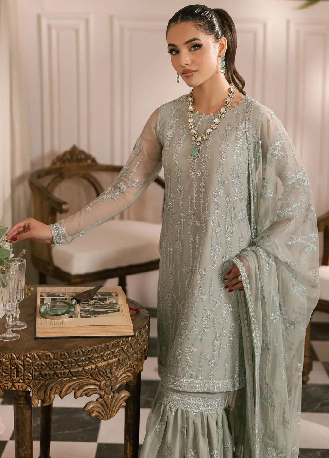 Inayat By Zarif Embroidered Net Suit Unstitched 3 Piece ZF24I ZRI-02 Gulzaar - Formal Collection