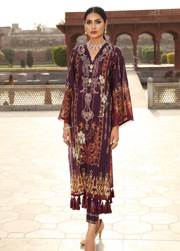 Inayat by Afsaneh Embroidered Lawn Suits Unstitched 2 Piece AFH21I AMBAR-A - Eid Collection