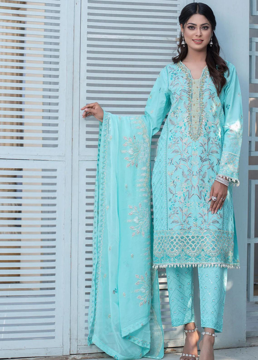 Insiya Clothing Embroidered Lawn Suits Unstitched 3 Piece INS23E 02 ITMENAN - Eid Collection