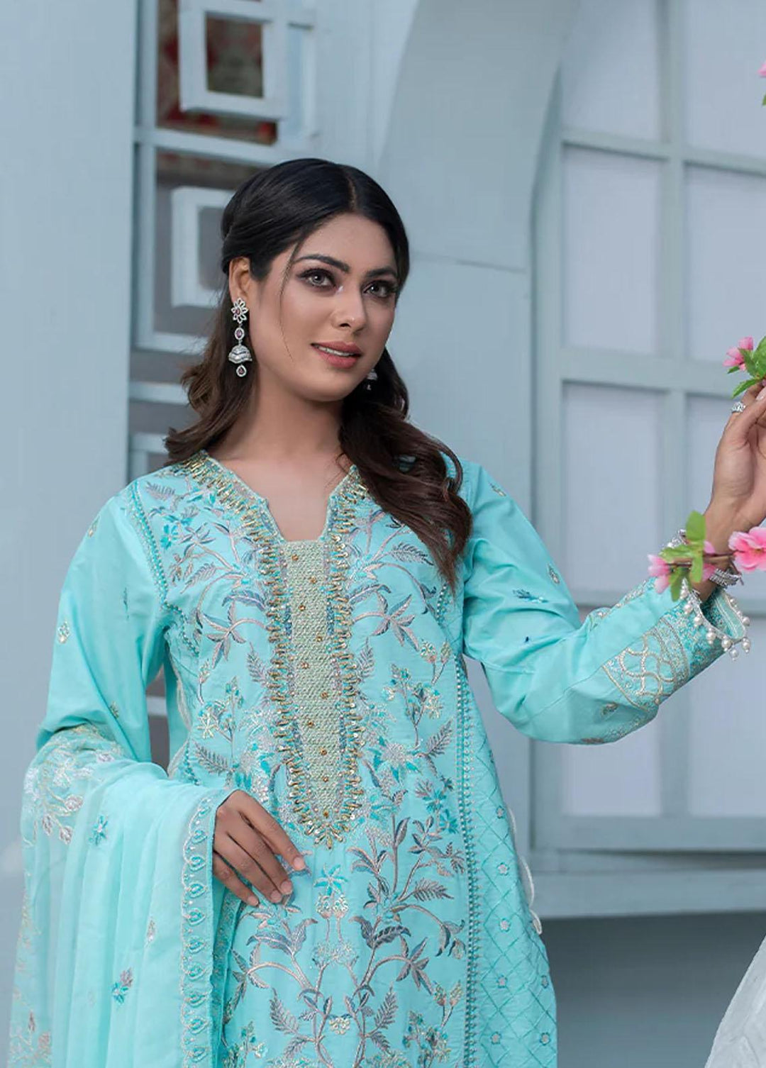 Insiya Clothing Embroidered Lawn Suits Unstitched 3 Piece INS23E 02 ITMENAN - Eid Collection