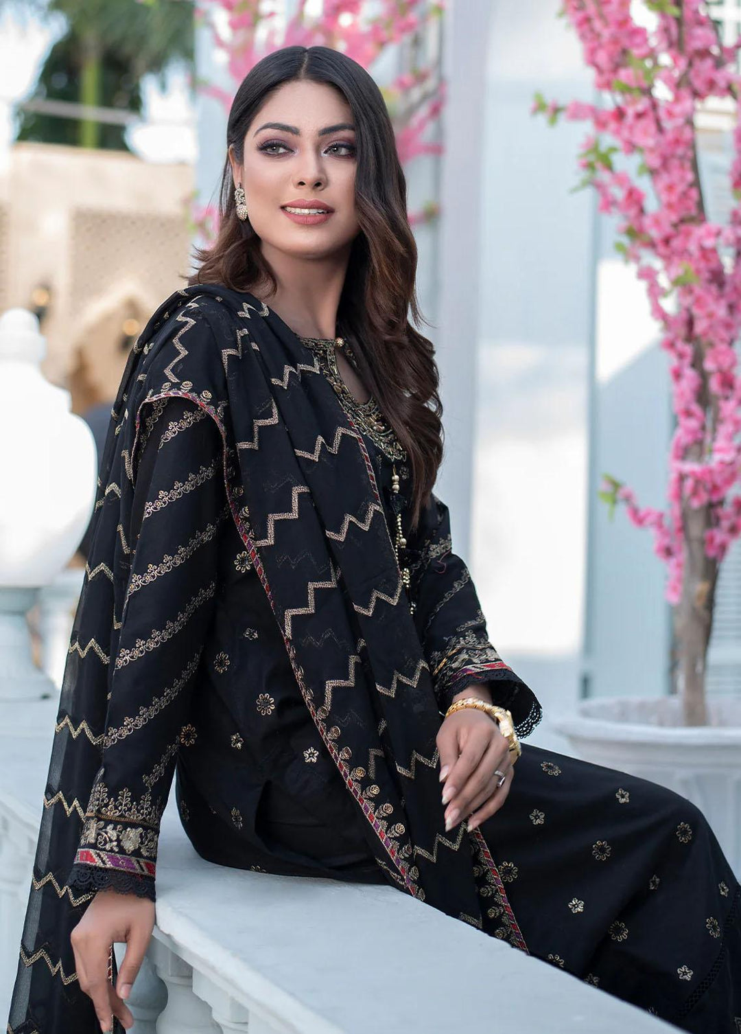 Insiya Clothing Embroidered Lawn Suits Unstitched 3 Piece INS23E 03 ASAISH - Eid Collection