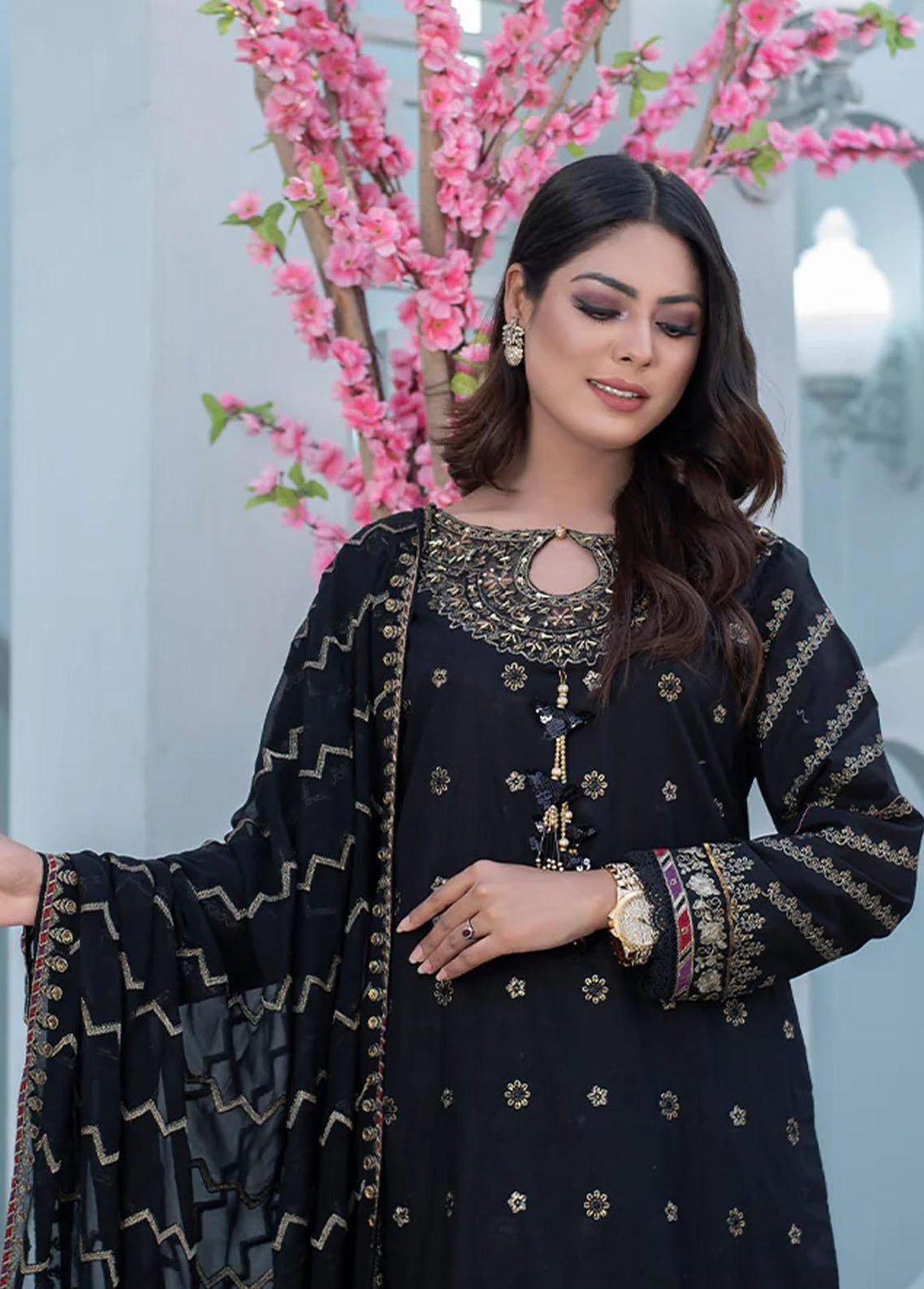 Insiya Clothing Embroidered Lawn Suits Unstitched 3 Piece INS23E 03 ASAISH - Eid Collection