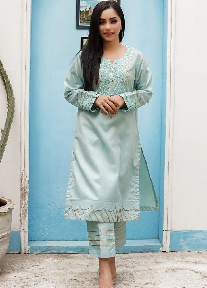 Insiya Clothing Pret  Raw Silk 2 Piece Dress INS23SP AQUA