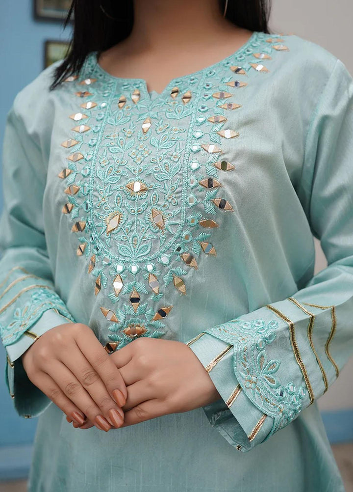 Insiya Clothing Pret  Raw Silk 2 Piece Dress INS23SP AQUA