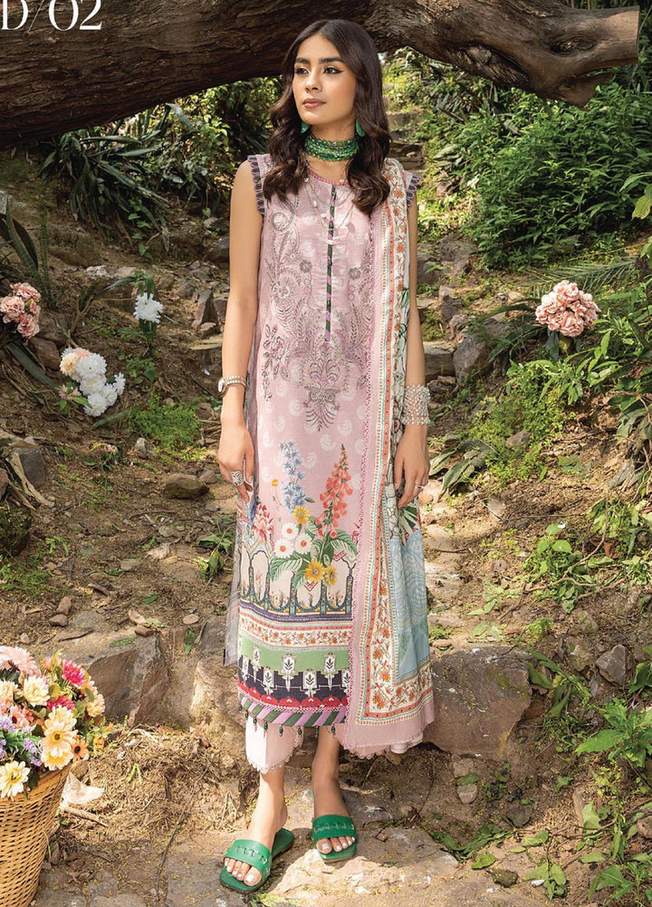 Iris By Humdum Embroidered Lawn Suits Unstitched 3 Piece HD23I D-02 - Summer Collection