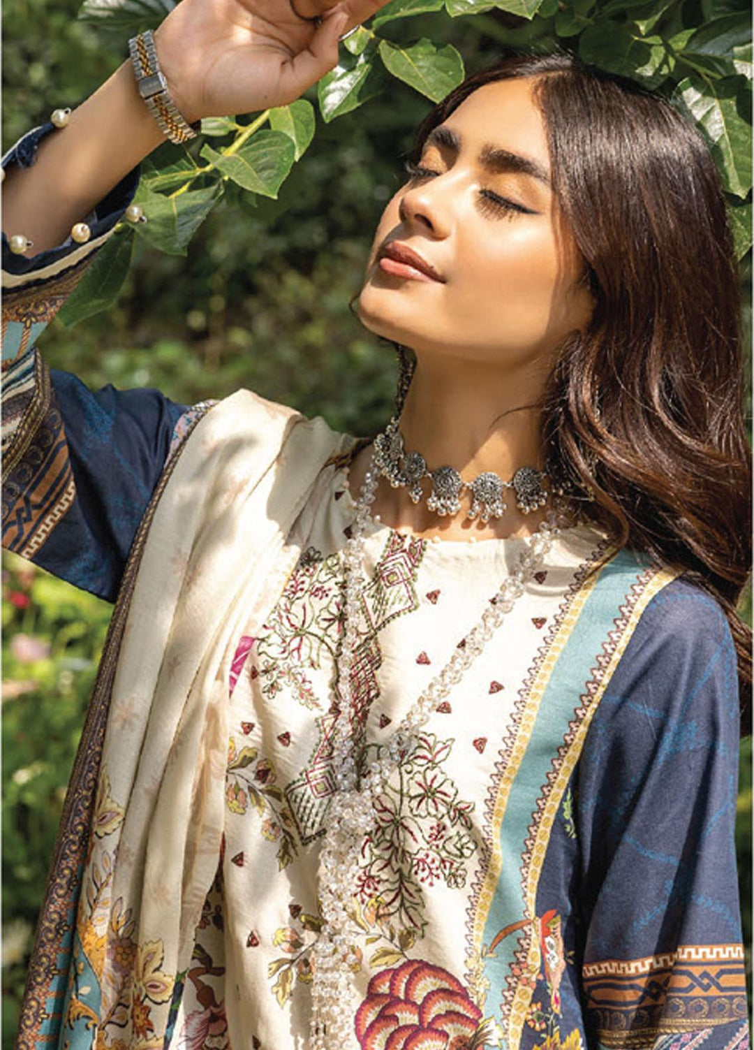Iris By Humdum Embroidered Lawn Suits Unstitched 3 Piece HD23I D-08 - Summer Collection