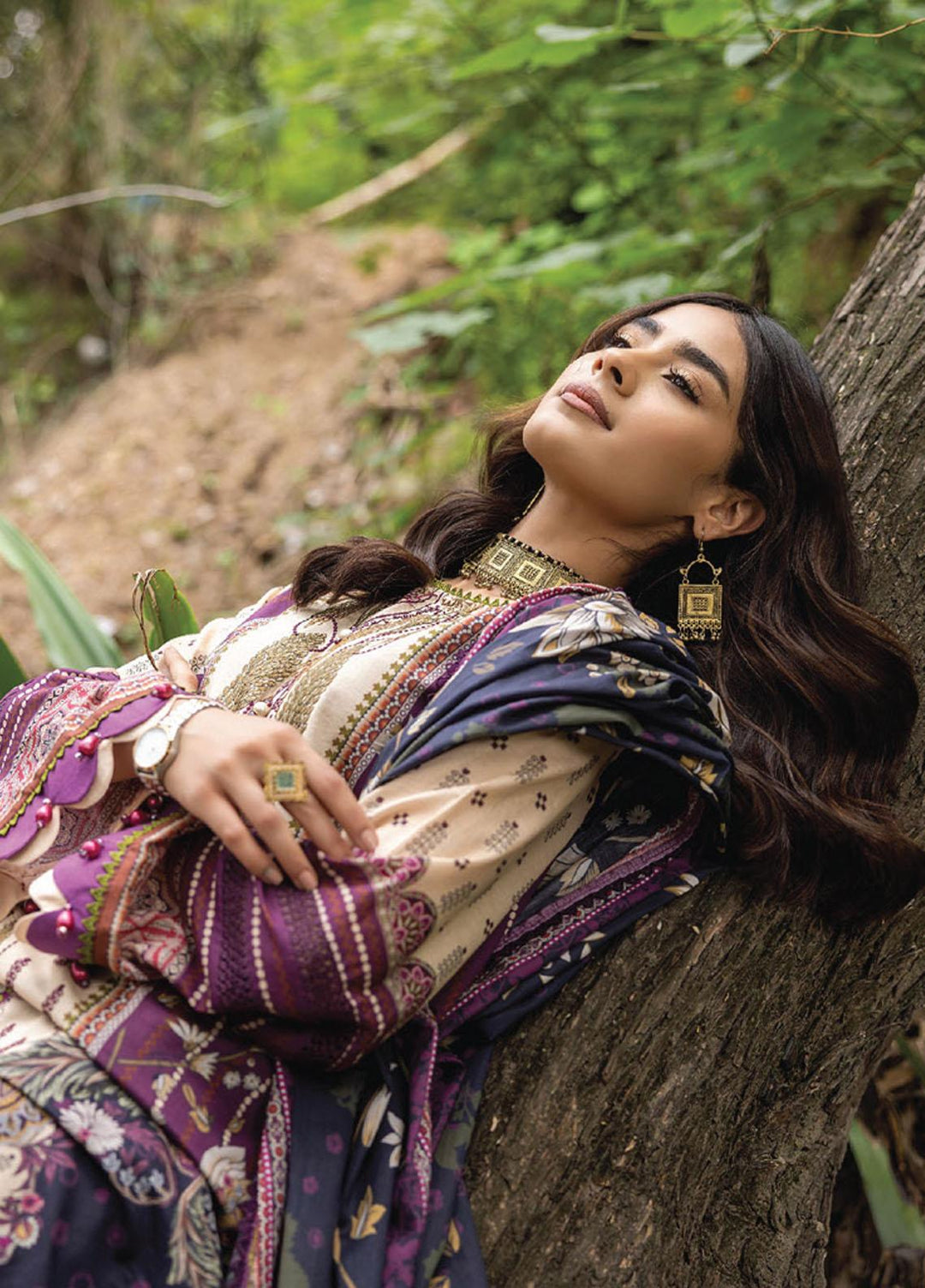 Iris By Humdum Embroidered Lawn Suits Unstitched 3 Piece HD23I D-09 - Summer Collection