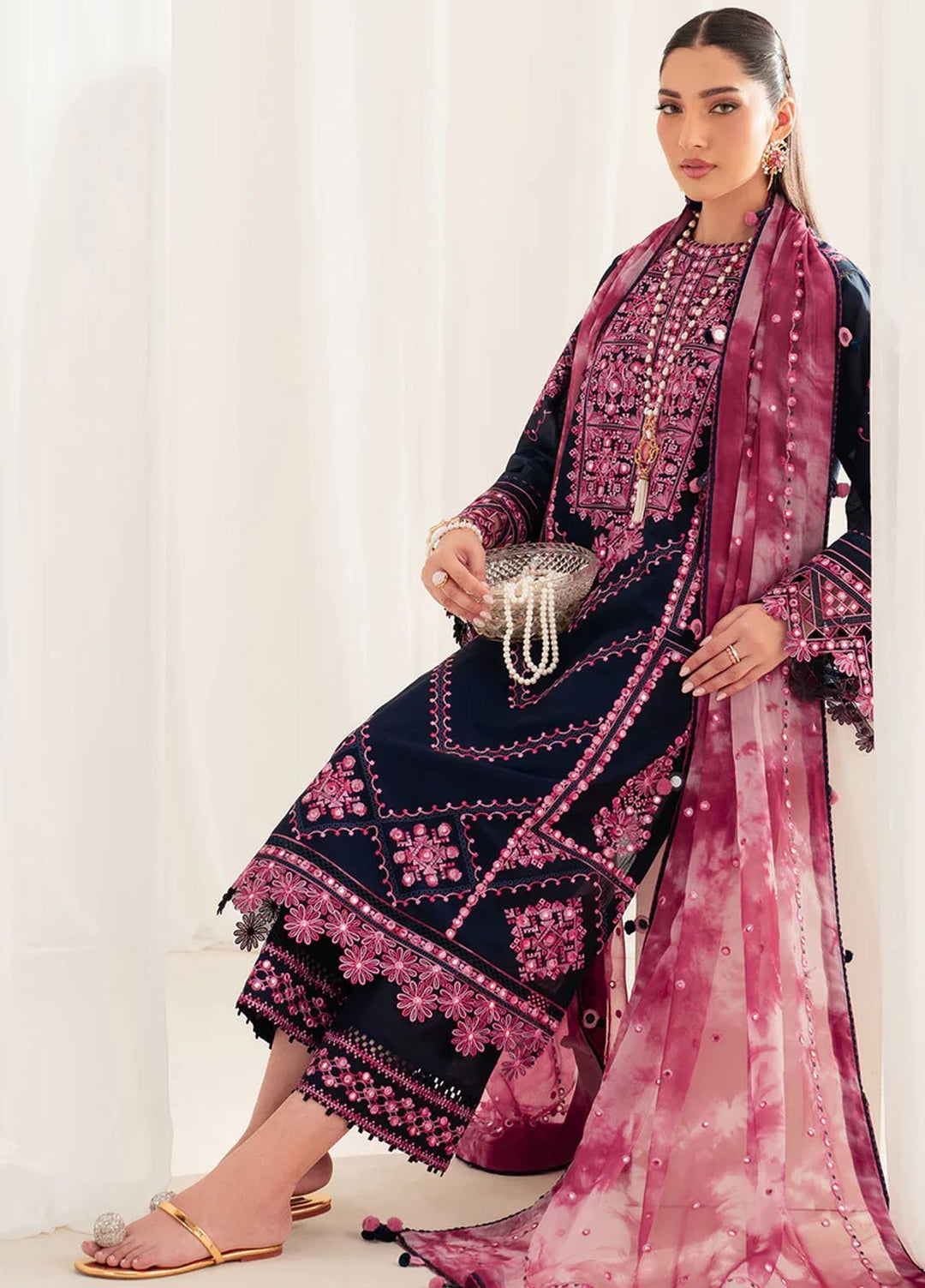 Iris by Jazmin Embroidered Lawn Suits Unstitched 3 Piece JZ25IL D-01 - Summer Collection