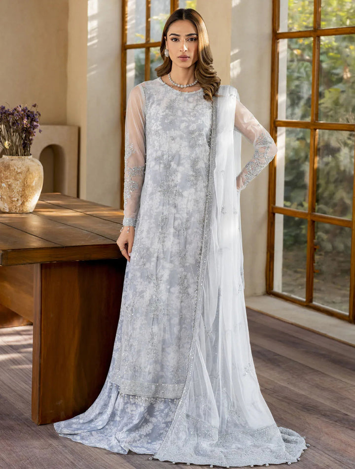 Iris by Zarif Embroidered Net Suits Unstitched 3 Piece ZR25UF ZRI 02 Stela - Formal Collection