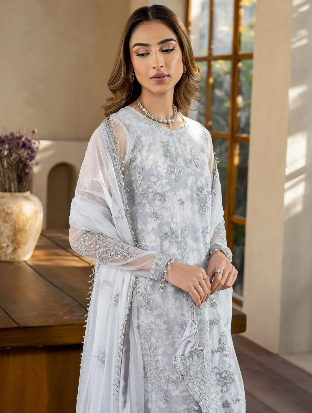 Iris by Zarif Embroidered Net Suits Unstitched 3 Piece ZR25UF ZRI 02 Stela - Formal Collection