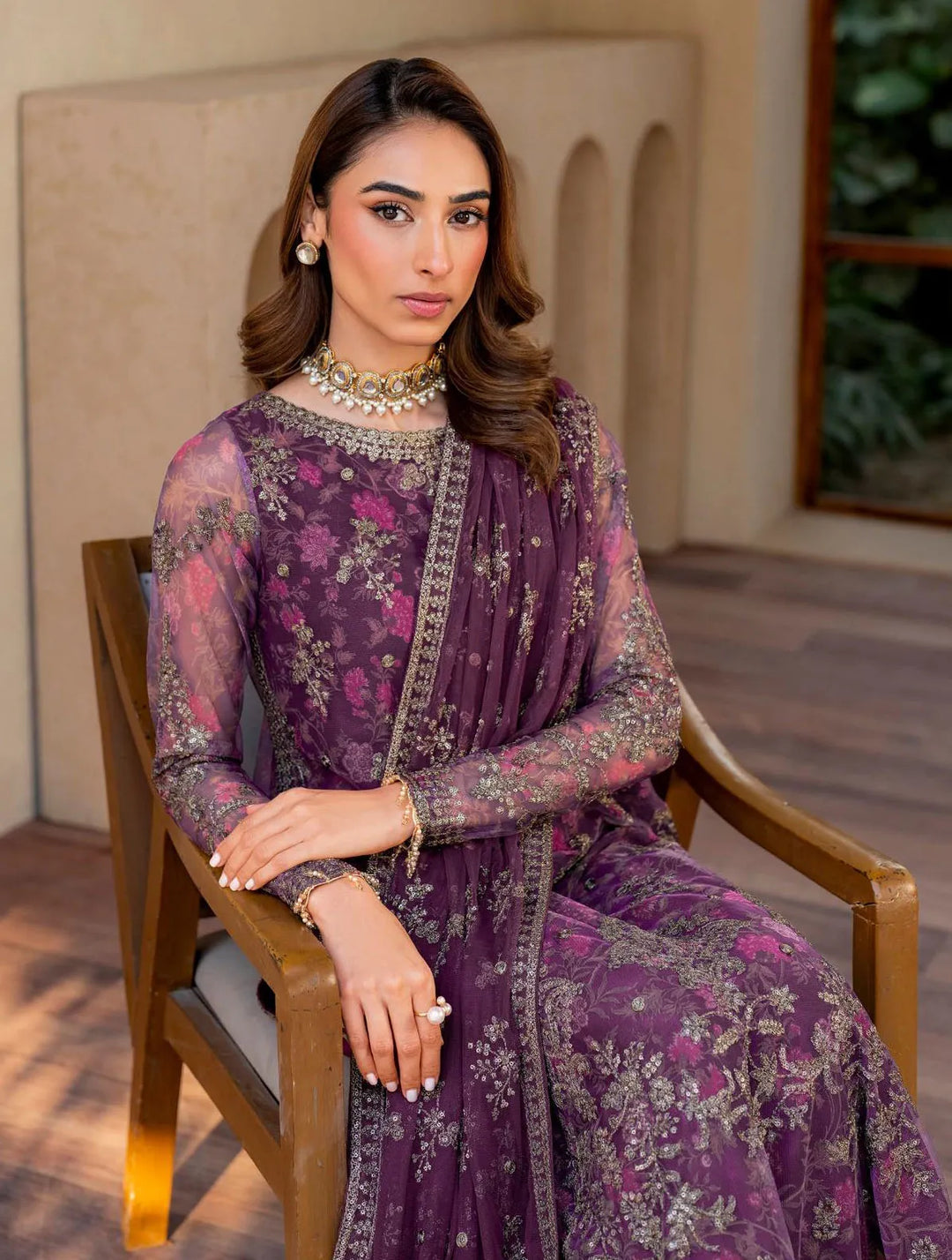 Iris by Zarif Embroidered Net Suits Unstitched 3 Piece ZF24IE ZRI 04 Salvia - Formal Collection