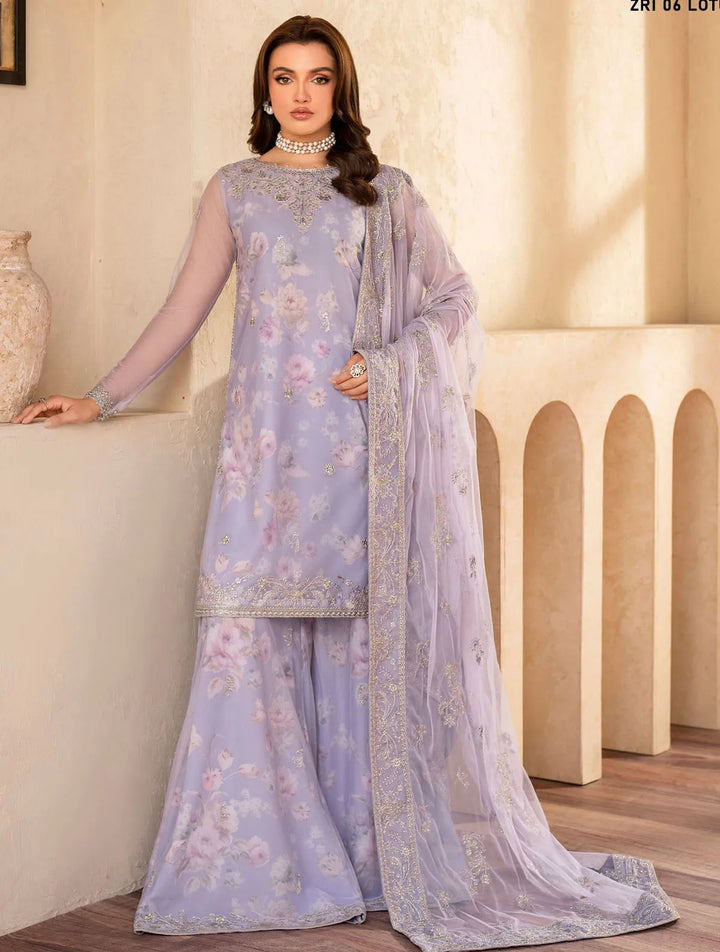Iris by Zarif Embroidered Net Suits Unstitched 3 Piece ZF24IE ZRI 06 Lotus - Formal Collection