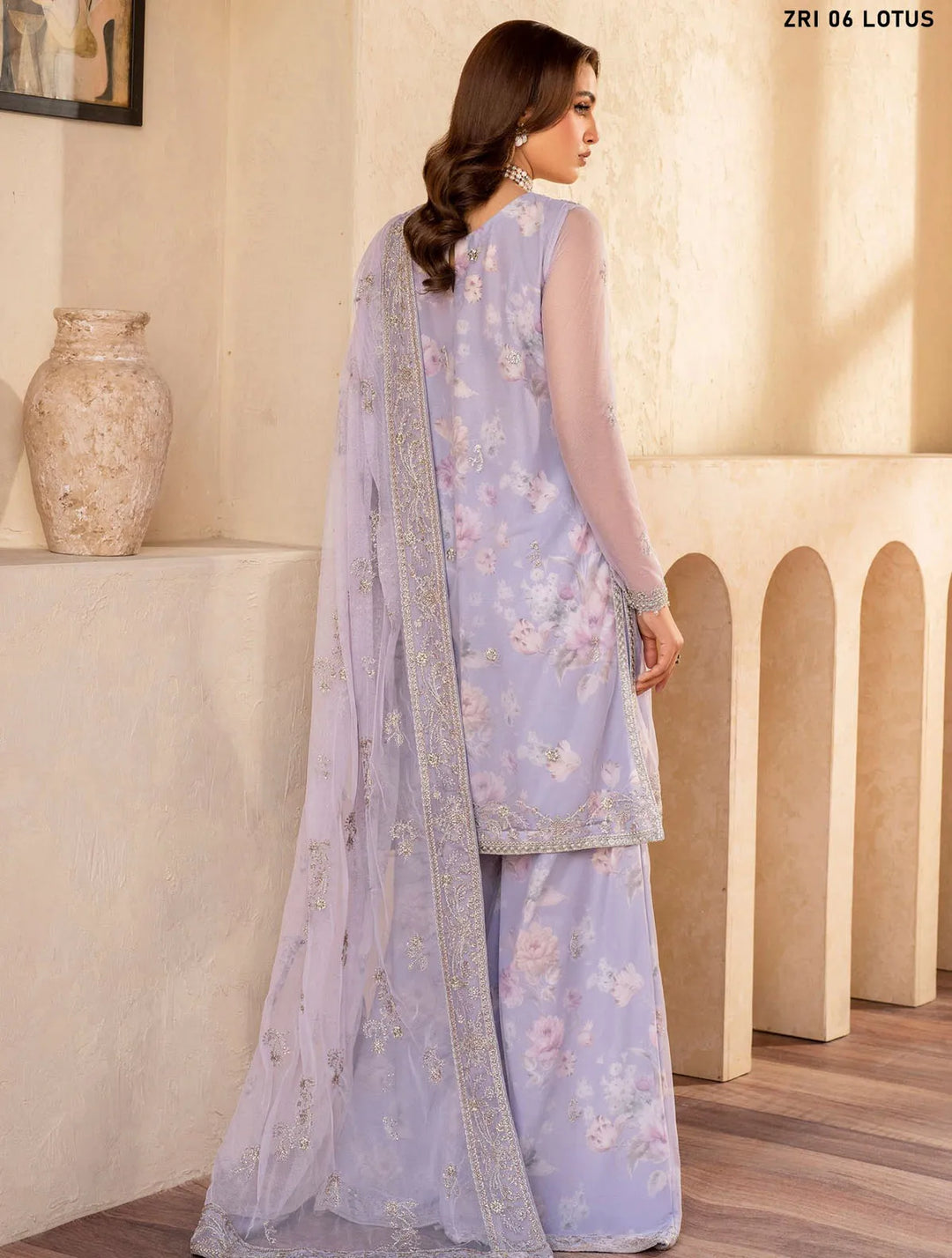 Iris by Zarif Embroidered Net Suits Unstitched 3 Piece ZF24IE ZRI 06 Lotus - Formal Collection