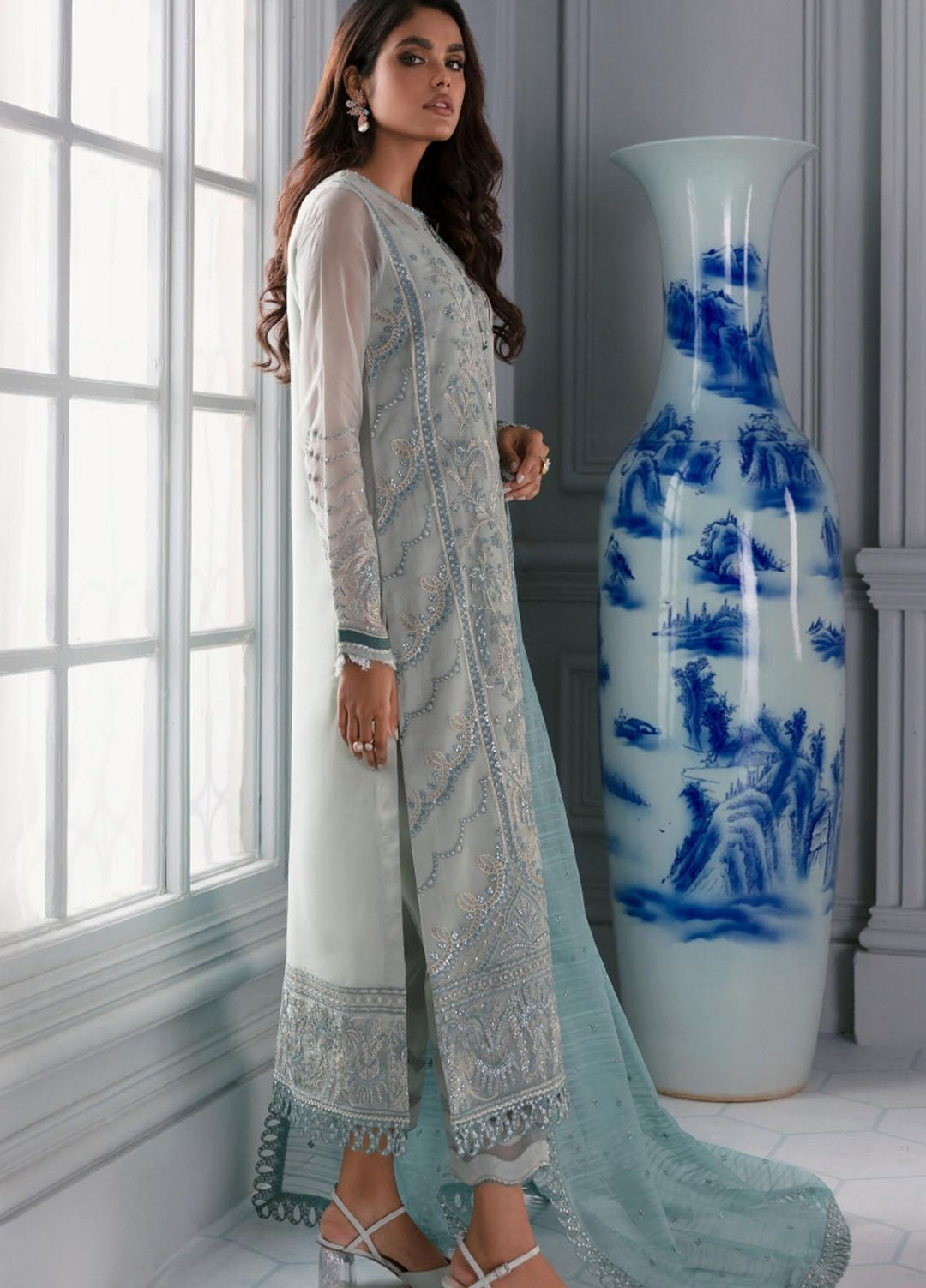 Iris by Jazmin Embroidered Chiffon Suits Unstitched 3 Piece JZ21IRL D-02 AZORA - Formals Collection