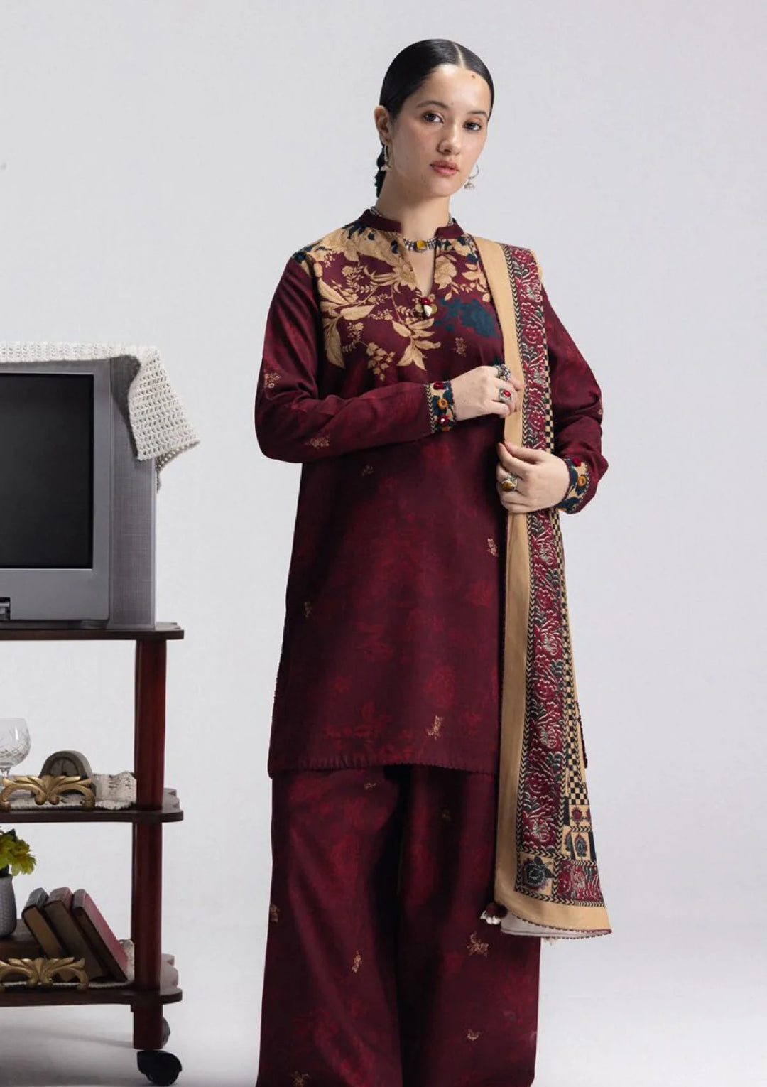 Coco by Zara Shahjahan Unstitched Printed Linen 3 Piece Suit CZ26UPL Iris 8A - Casual Collection