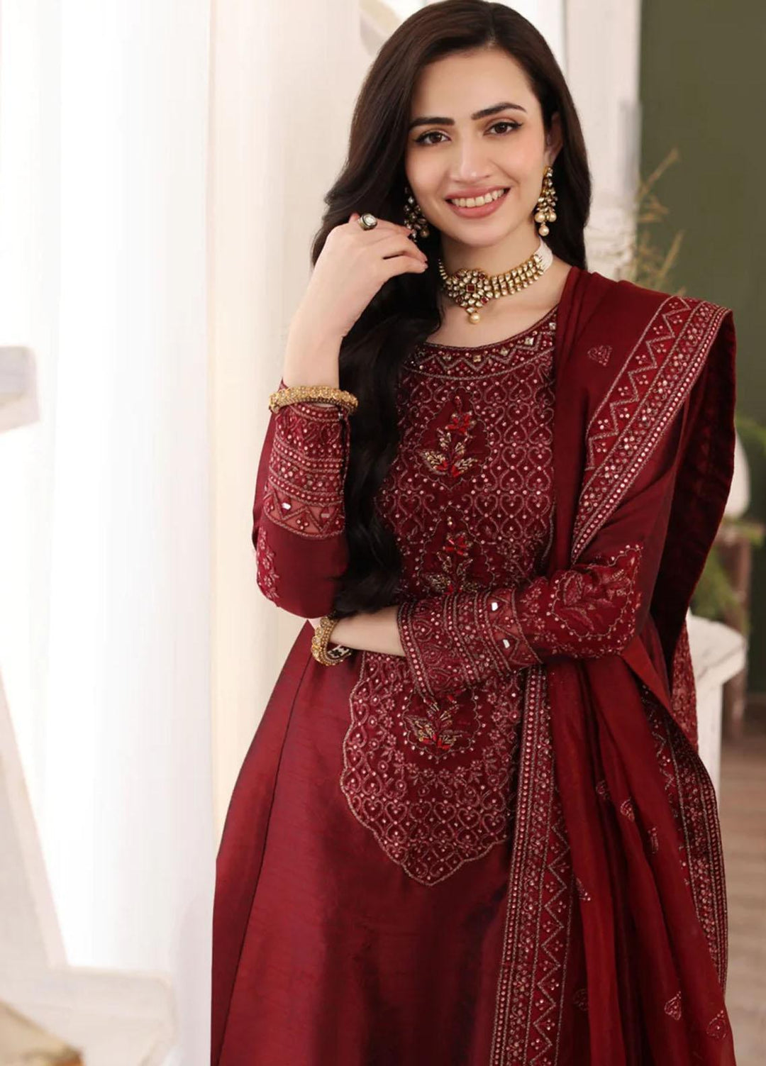 Mohagni Pret Embroidered Raw Silk 3 Piece Suit SMGS-02 ULFAT