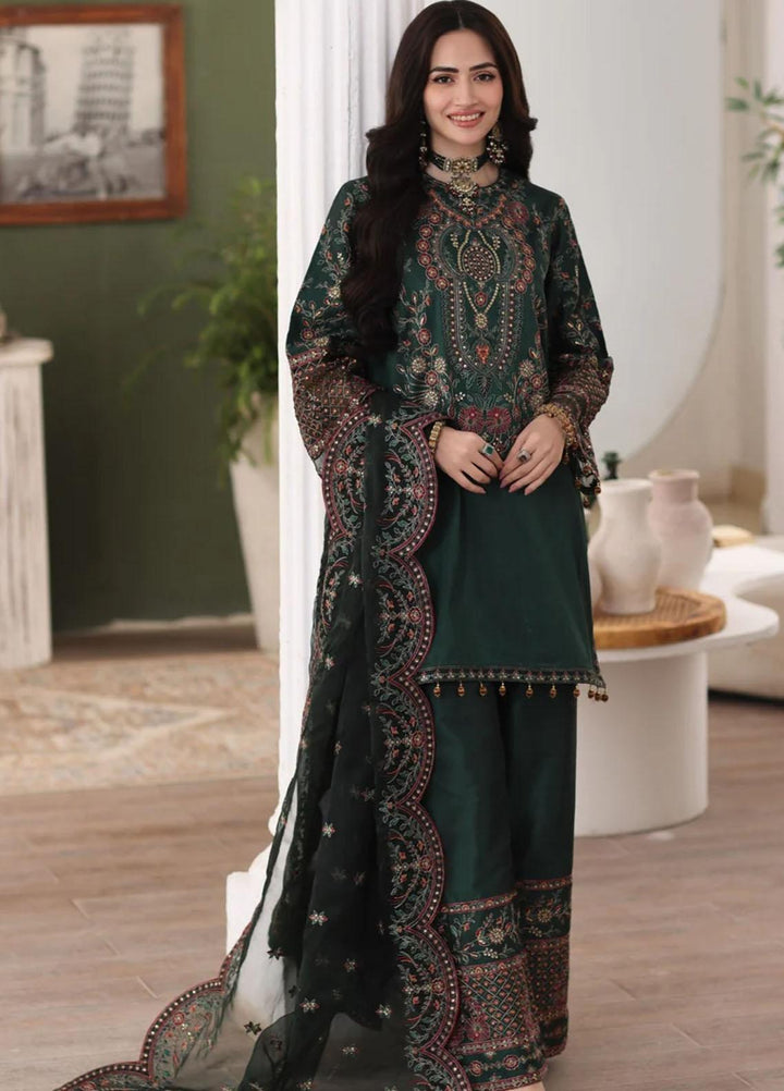 Ishq Aatish By Mohagni Embroidered Raw Silk Suits Unstitched 3 Piece MG23IA MGS-05 Amber - Luxury Collection