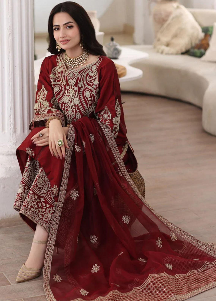 Mohagni Pret Embroidered Raw Silk 3 Piece Suit SMGS-08 ANARKALI