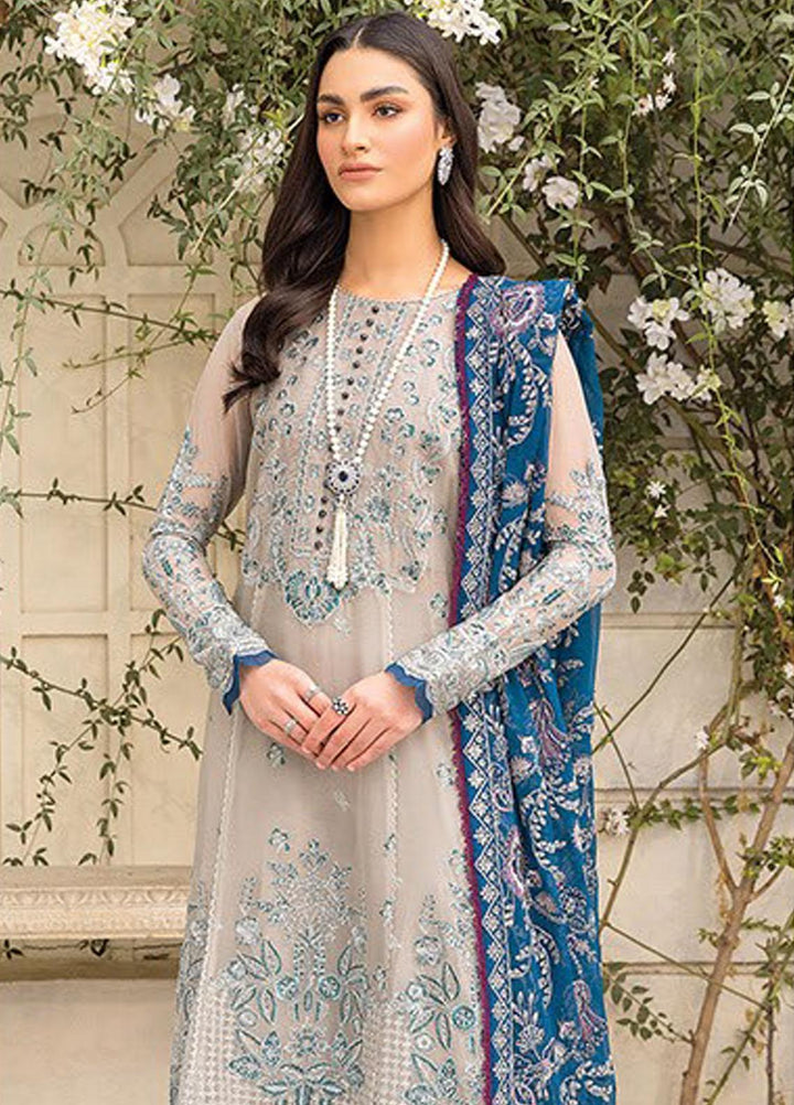 Ishya By Xenia Formals Embroidered Chiffon Suits Unstitched 3 Piece XE23I Neel Fiya - Luxury Collection