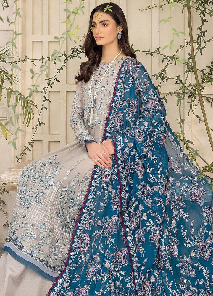 Ishya By Xenia Formals Embroidered Chiffon Suits Unstitched 3 Piece XE23I Neel Fiya - Luxury Collection