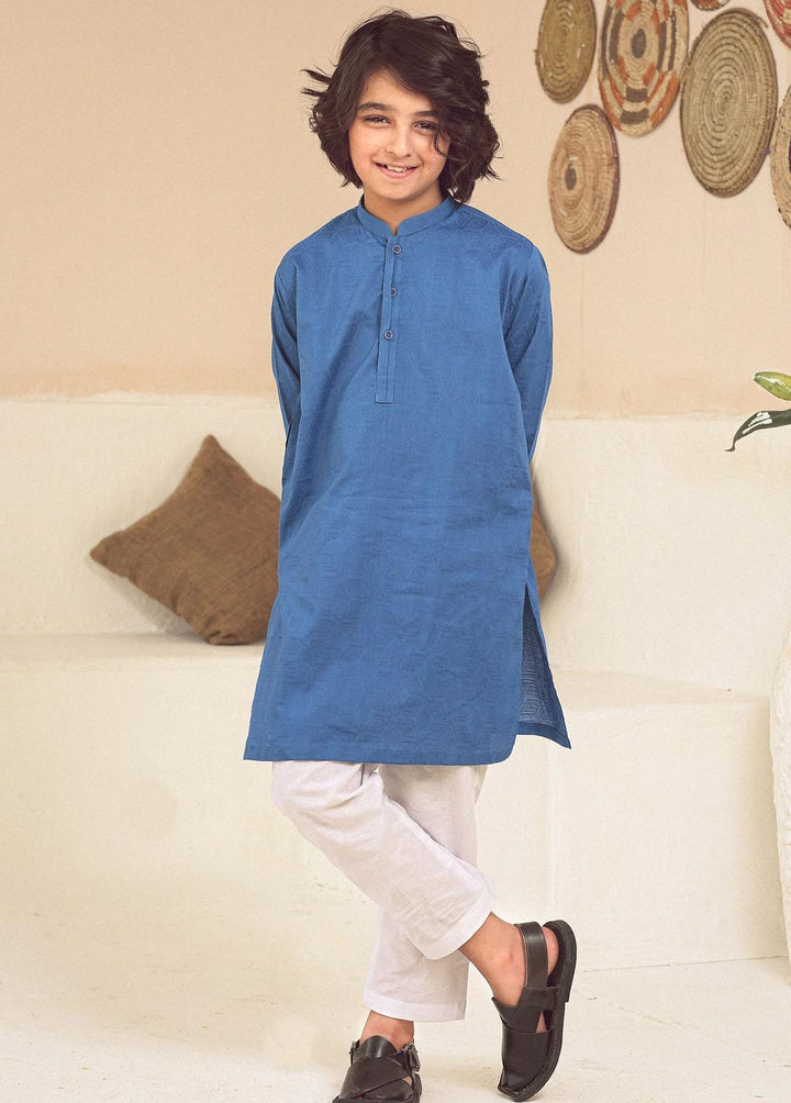 Istor Jacquard Formal Kids Kurta - Royal Blue IST-103