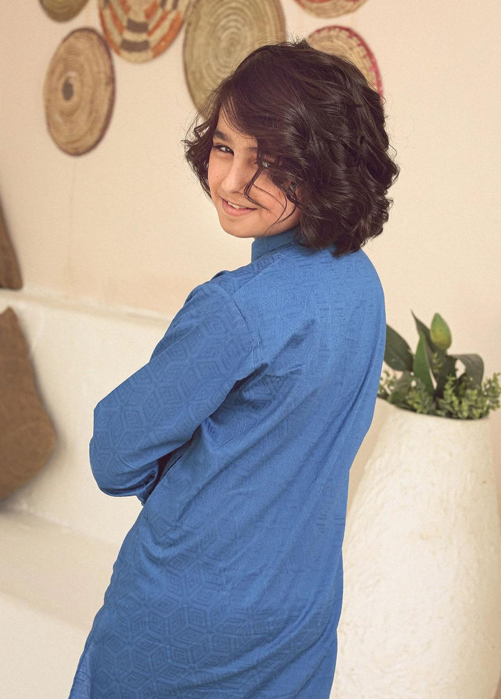 Istor Jacquard Formal Kids Kurta - Royal Blue IST-103
