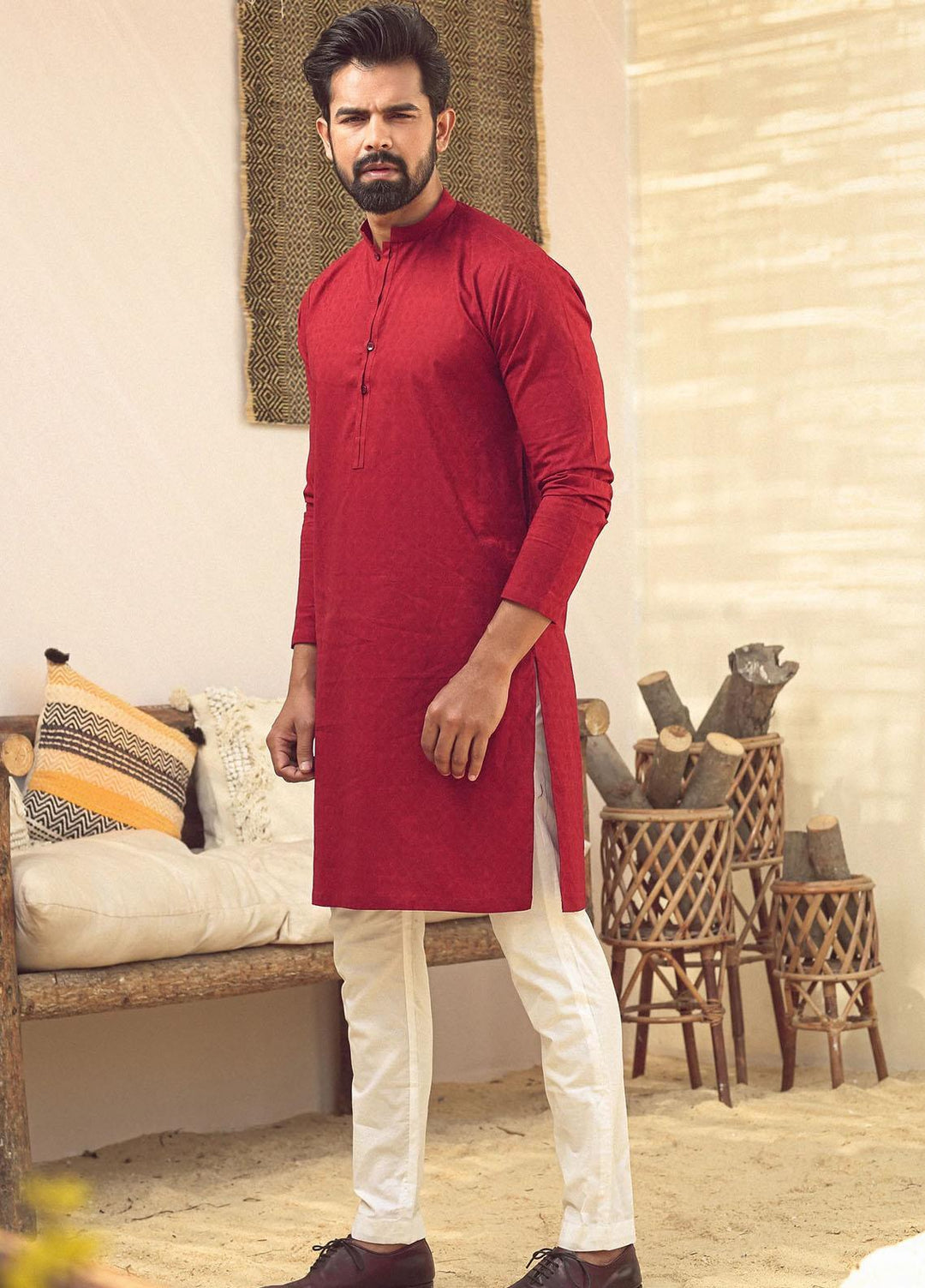Istor Cotton Formal Kurta for Men -  MAHROON IST-78