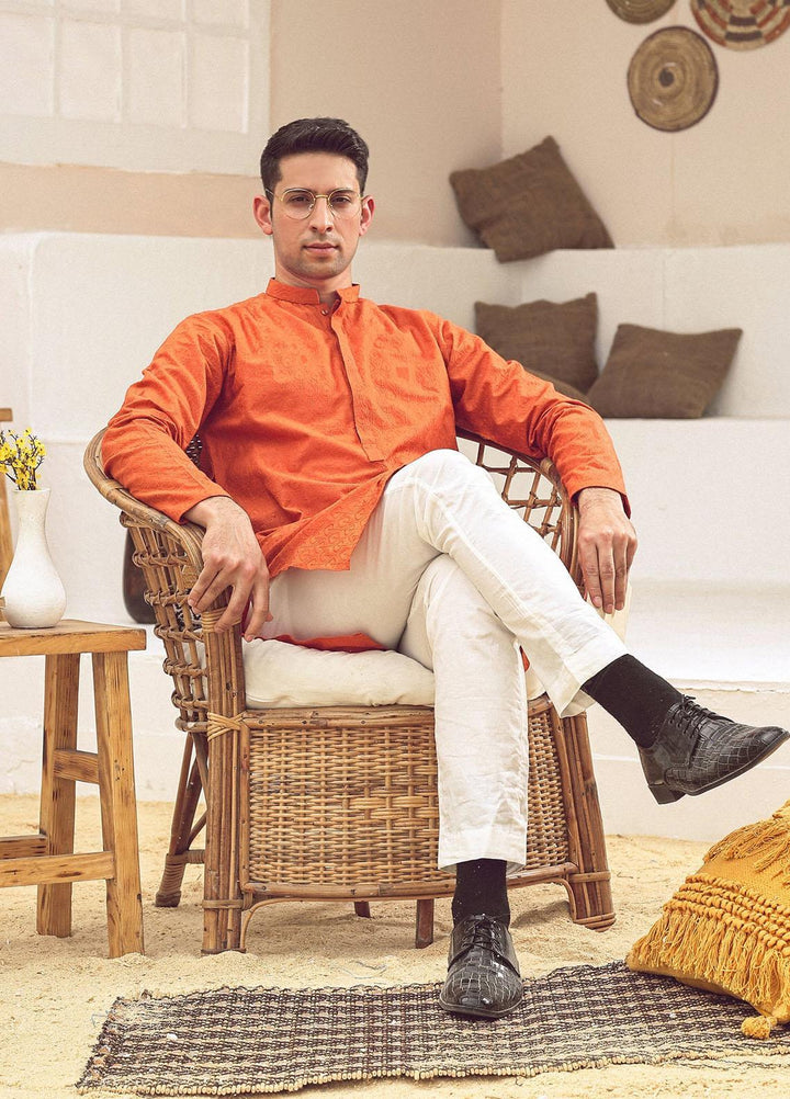 Istor Cotton Formal Kurta for Men -  ORANGE IST-87